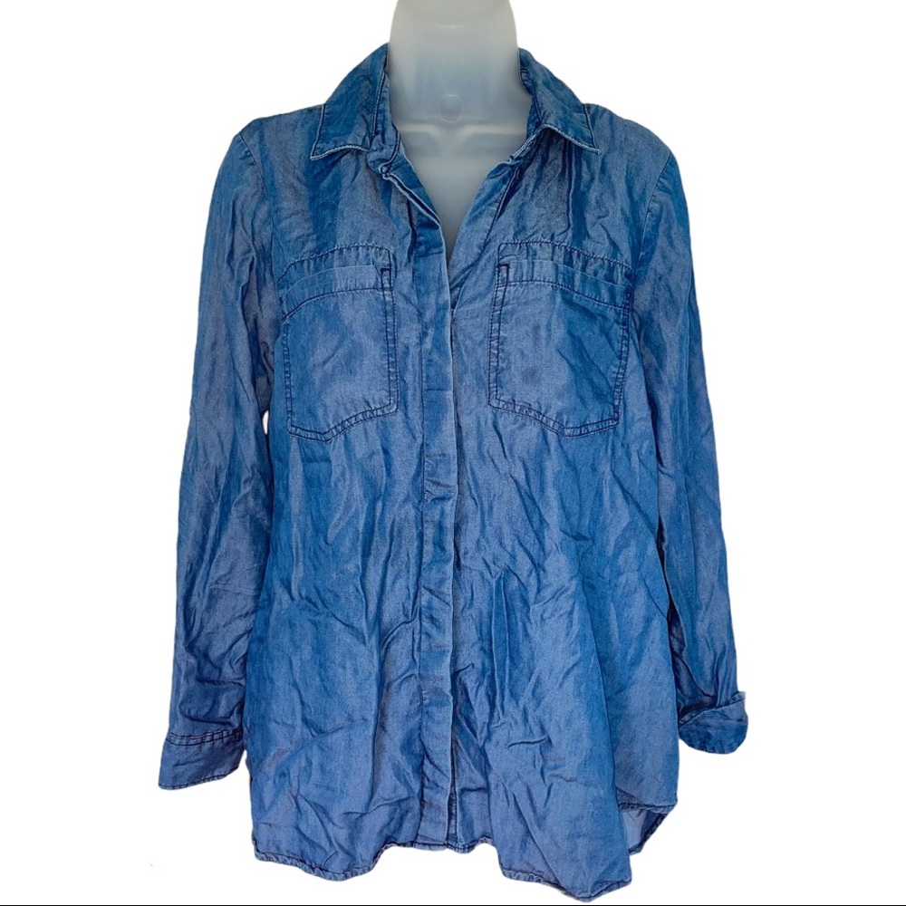 Jean Shirt Button Down Blue Denim Chambray